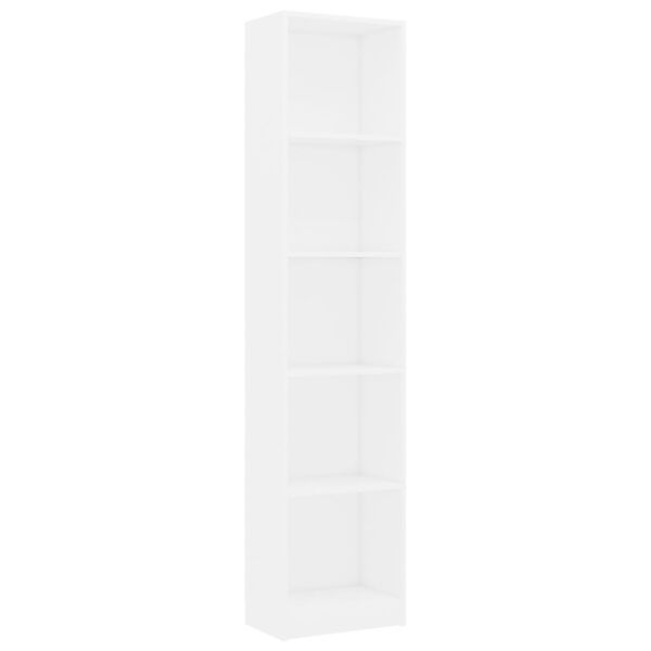 vidaXL Βιβλιοθήκη με 5 Ράφια Λευκή 40 x 24 x 175 εκ. από Επεξ. Ξύλο