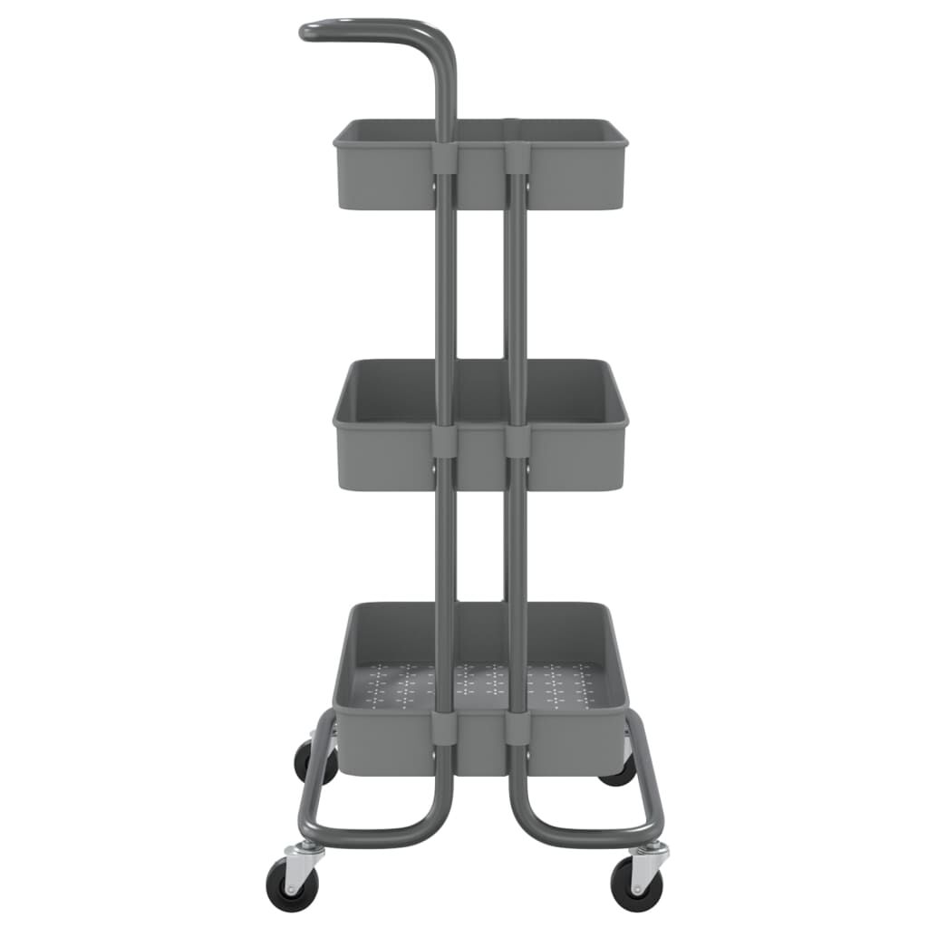 vidaXL Τρόλεϊ Κουζίνας 3 Επιπέδων Γκρι 42 x 35 x 85 εκ. Σίδερο/ABS