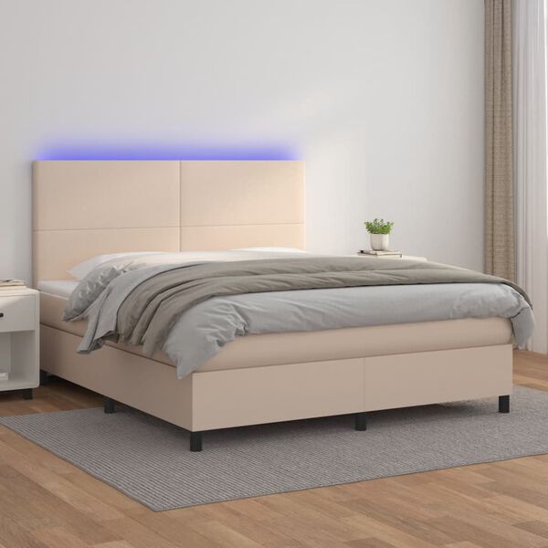 vidaXL &Kappa;&rho;&epsilon;&beta;ά&tau;&iota; Boxspring &Sigma;&tau;&rho;ώ&mu;&alpha;&LED &Kappa;&alpha;&pi;&omicron;&upsilon;&tau;&sigma;ί&nu;&omicron; 160x200 &epsilon;&kappa;. &Sigma;&upsilon;&nu;&theta;. &Delta;έ&rho;&mu;&alpha;
