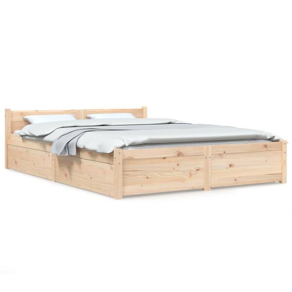 vidaXL Πλαίσιο Κρεβατιού 150 x 200 εκ. Μασίφ Ξύλο King Size