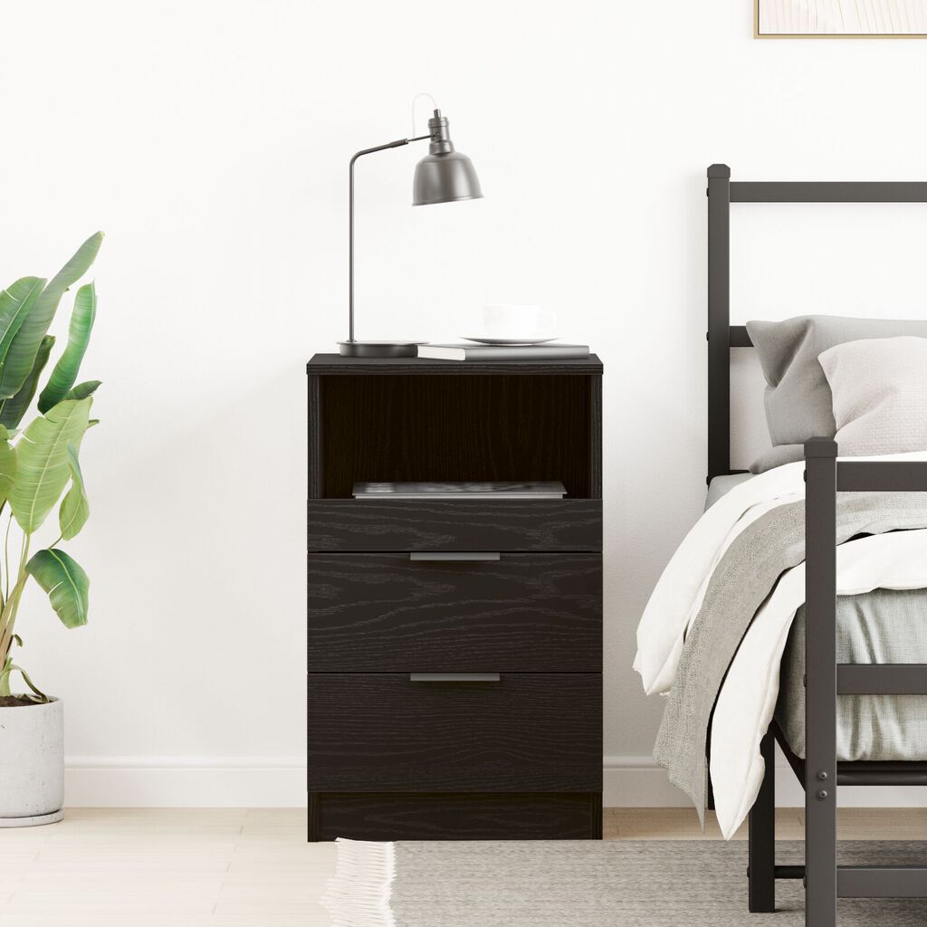 κομοδίνο vidaXL Μαύρο Δρυς 40x35x65 εκ Made of Engineered Wood