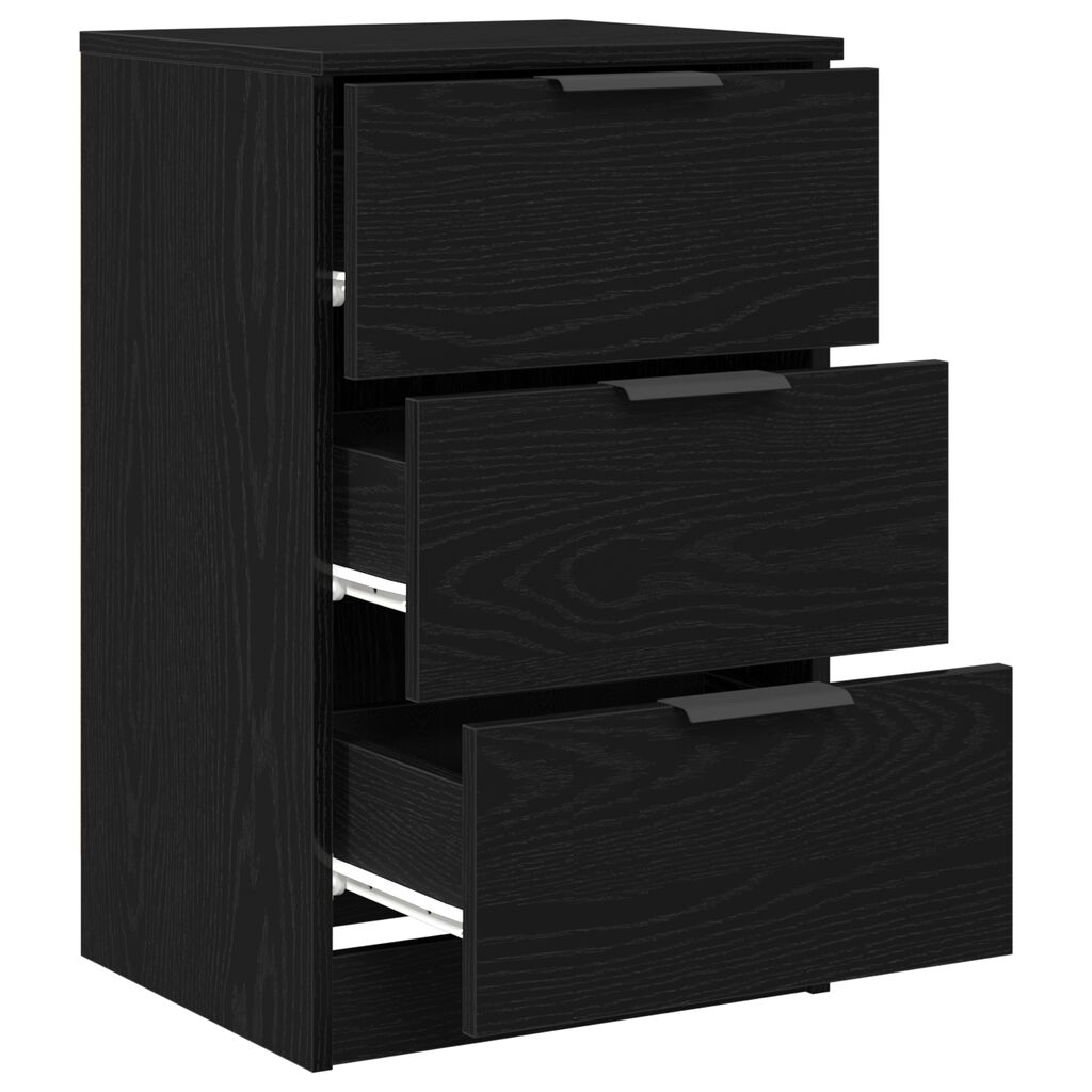vidaXL Κομοδίνο 2 pcs Μαύρη δρυς 40 x 65 x 65 εκ. Επεξεργασμένο ξύλο