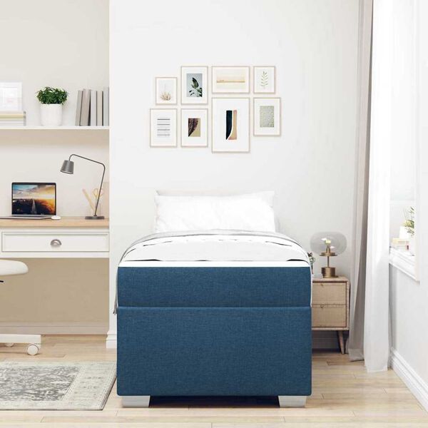 vidaXL Σκελετός Κρεβατιού Μπλε 90 x 190 cm ύφασμα