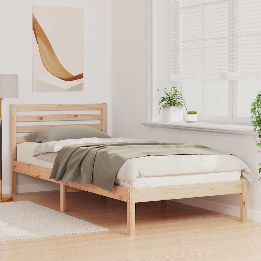vidaXL Σκελετός Κρεβατιού Καφέ 100 x 220 cm Μασίφ ξύλο πεύκου