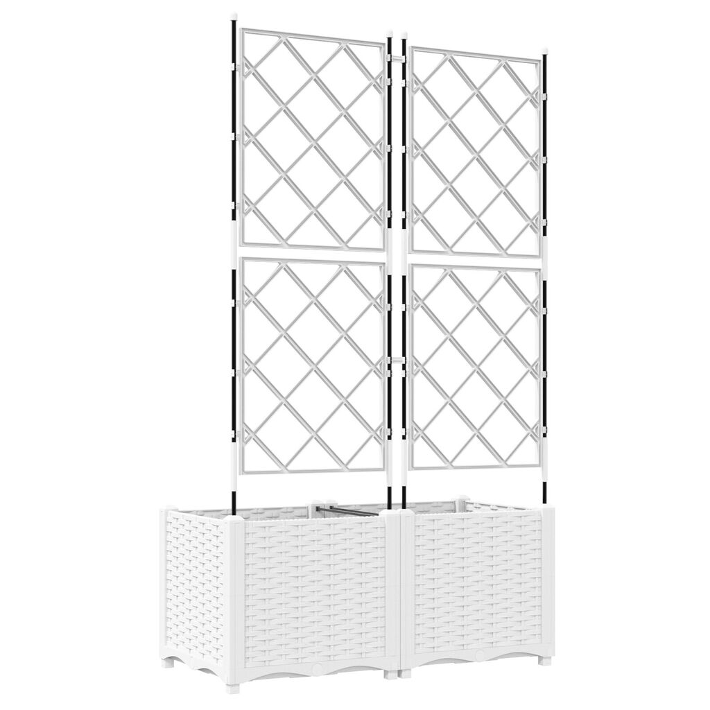 vidaXL Γλάστρα με πλέγμα 2 τμχ Λευκό 80x40x143 εκ