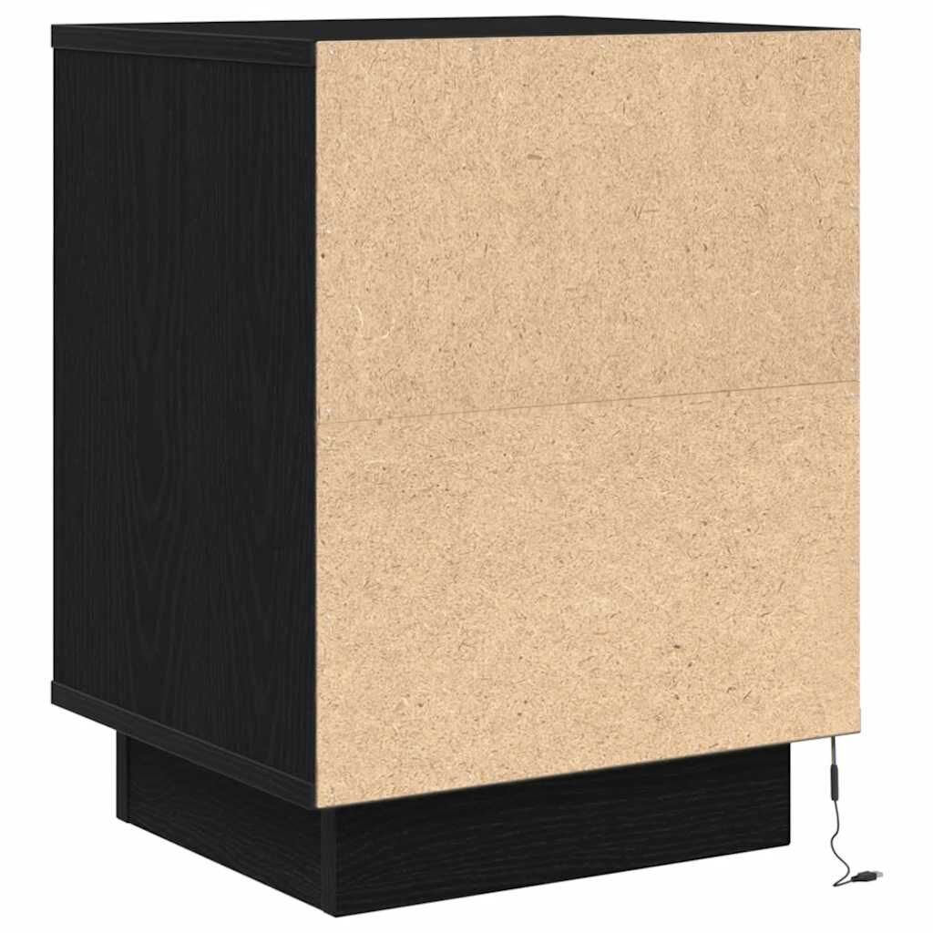 vidaXL Κομοδίνο με φώτα LED Μαύρο 38x34x50 cm