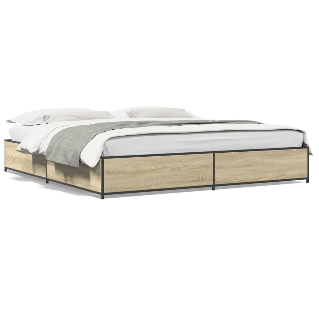 vidaXL Πλαίσιο Κρεβατιού Sonoma Δρυς 180x200 εκ. Επεξ. Ξύλο & Μέταλλο