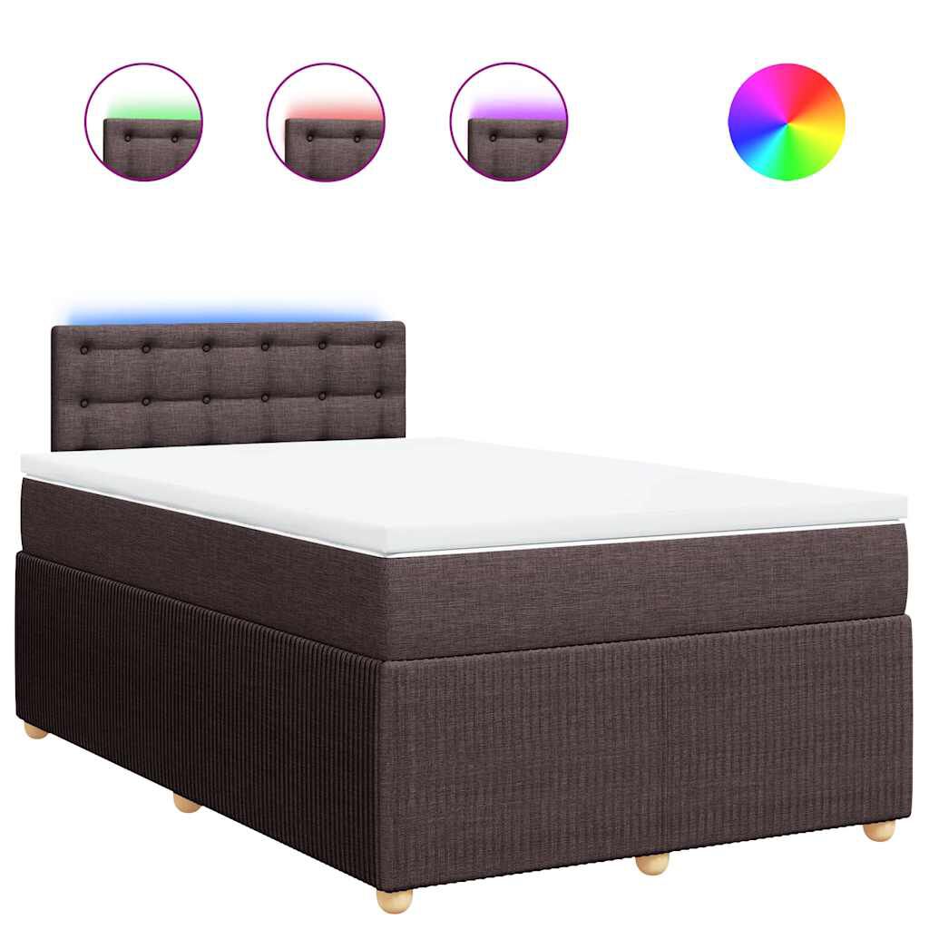 vidaXL Κρεβάτι Boxspring με Στρώμα Σκούρο Καφέ 120x190 εκ Υφασμάτινο