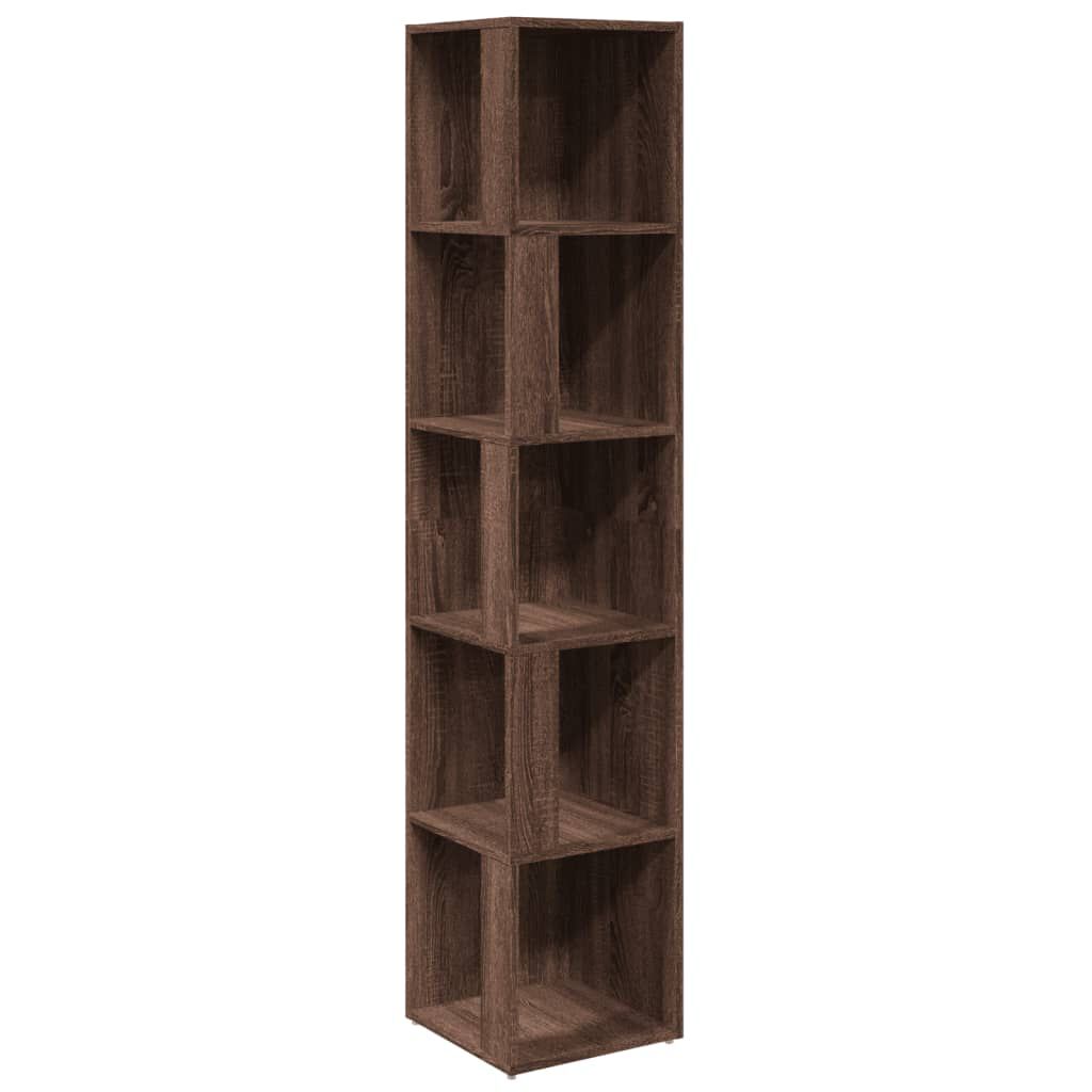vidaXL Γωνιακό Έπιπλο Καφέ δρυς 33x33x164,5 εκ. από Επεξεργ. Ξύλο