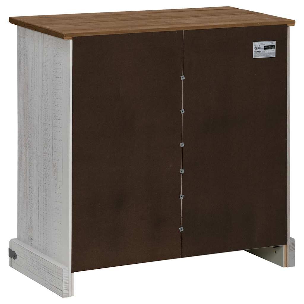 vidaXL Sideboard HALDEN με συρόμενη πόρτα Λευκό 80x40x80 cm μασίφ ξύλο