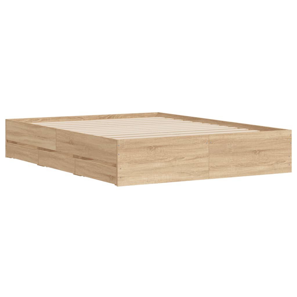 vidaXL Πλαίσιο Κρεβατιού με συρτάρια Sonoma Δρυς 140x190εκ. Επεξ. Ξύλο