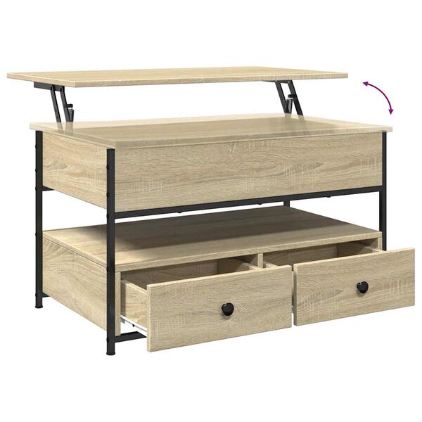vidaXL Τραπεζάκι Σαλονιού Sonoma Δρυς 85x50x50 εκ. Επ. Ξύλο & Μέταλλο