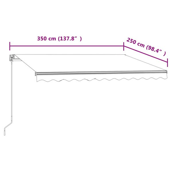 vidaXL Τέντα Συρόμενη Αυτόματη Κίτρινο / Λευκό 350 x 250 εκ.
