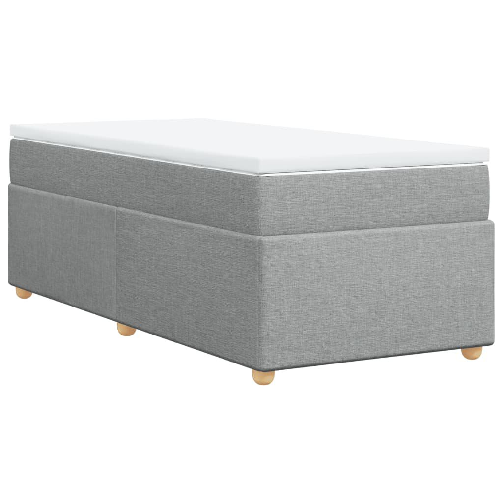 vidaXL Κρεβάτι Boxspring με Στρώμα Ανοιχτό Γκρι 90x190 εκ. Υφασμάτινο