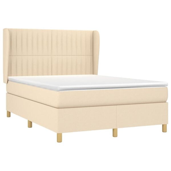 vidaXL &Kappa;&rho;&epsilon;&beta;ά&tau;&iota; Boxspring &mu;&epsilon; &Sigma;&tau;&rho;ώ&mu;&alpha; &Kappa;&rho;&epsilon;&mu; 140x200 &epsilon;&kappa;. &Upsilon;&phi;&alpha;&sigma;&mu;ά&tau;&iota;&nu;&omicron;