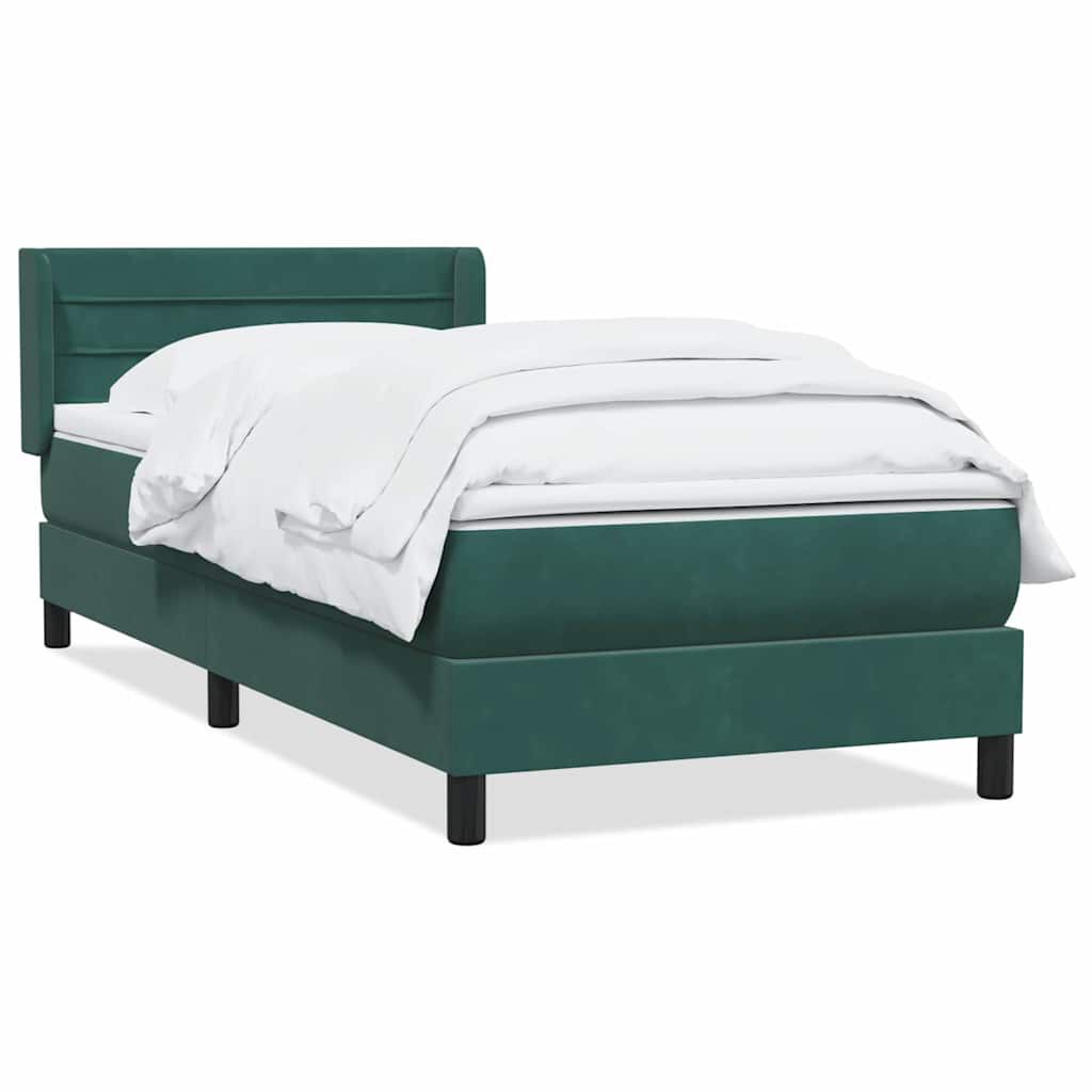 vidaXL Box Spring κρεβάτι με στρώμα σκούρο πράσινο 80x220εκ. Βελούδινο