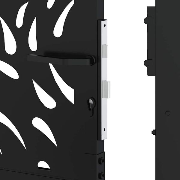 vidaXL Πύλη κήπου Μαύρη 105x106 cm Ατσάλινη φλόγα σχεδιασμού