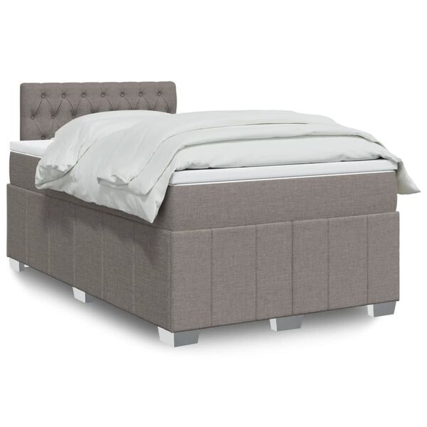 vidaXL Κρεβάτι Boxspring με Στρώμα Taupe 120x190 εκ. Υφασμάτινο