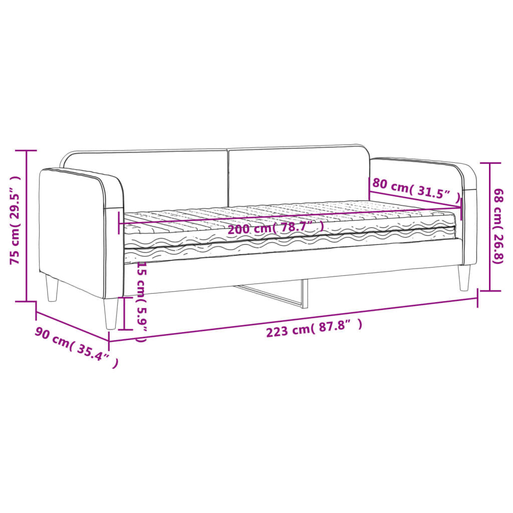 vidaXL Καναπές Κρεβάτι με Στρώμα Ανοιχτό Γκρι 80 x 200 εκ. Υφασμάτινο