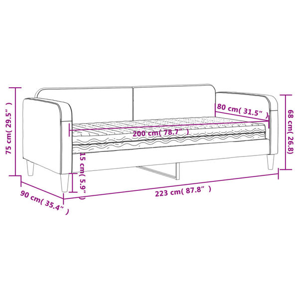 vidaXL Καναπές Κρεβάτι με Στρώμα Ανοιχτό Γκρι 80 x 200 εκ. Υφασμάτινο
