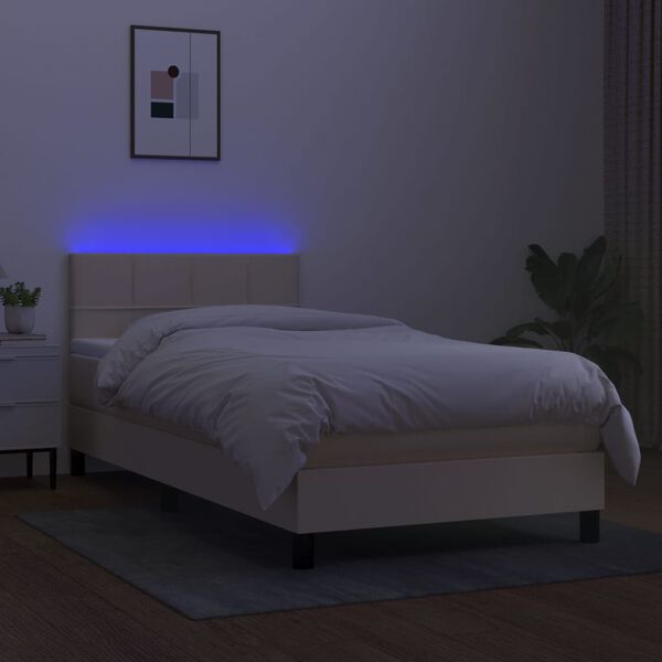 vidaXL &Kappa;&rho;&epsilon;&beta;ά&tau;&iota; Boxspring &mu;&epsilon; &Sigma;&tau;&rho;ώ&mu;&alpha; & LED &Kappa;&rho;&epsilon;&mu; 100x200 &epsilon;&kappa;. &Upsilon;&phi;&alpha;&sigma;&mu;ά&tau;&iota;&nu;&omicron;