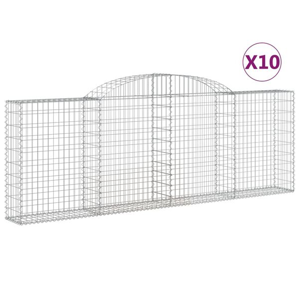 vidaXL Συρματοκιβώτια Τοξωτά 10 τεμ. 300x30x100/120 εκ. Γαλβαν. Ατσάλι