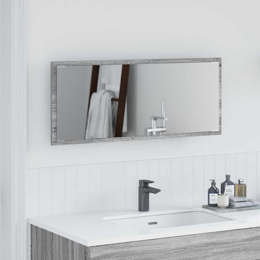 vidaXL Καθρέφτης μπάνιου με φως LED Γκρι Σονόμα 90x8,5x37 εκ
