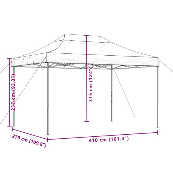 vidaXL Τέντα Εκδηλώσεων Πτυσσόμενη Pop-Up Μπορντό 410x279x315 εκ.