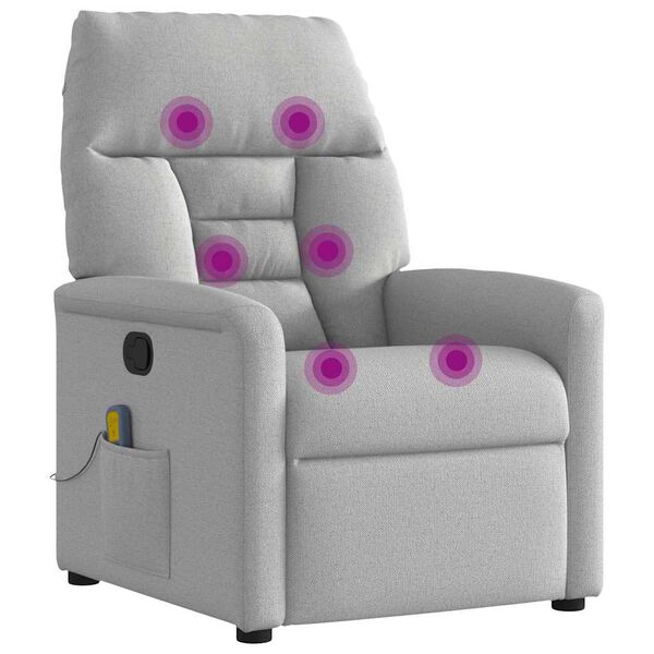 vidaXL καρέκλα ανάκλισης μασάζ Cloud Grey Fabric