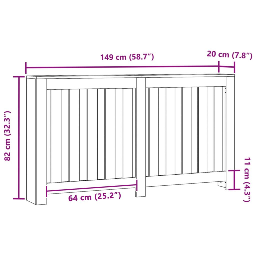 vidaXL Kάλυμμα Καλοριφέρ Μαύρη Δρυός 149x20x82 εκ Φτιαγμένο Ξύλο