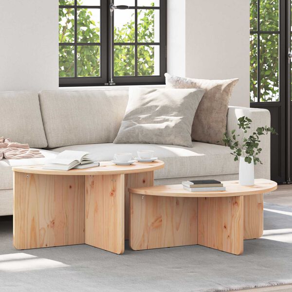 vidaXL Τραπεζάκι σαλονιού 2 pcs Φυσικό 79 x 39.5 x 40 εκ
