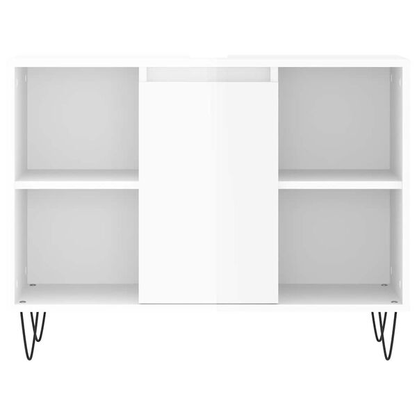 vidaXL Ντουλάπι Μπάνιου Γυαλ. Λευκό 80 x 33 x 60 εκ. από Επεξεργ. Ξύλο