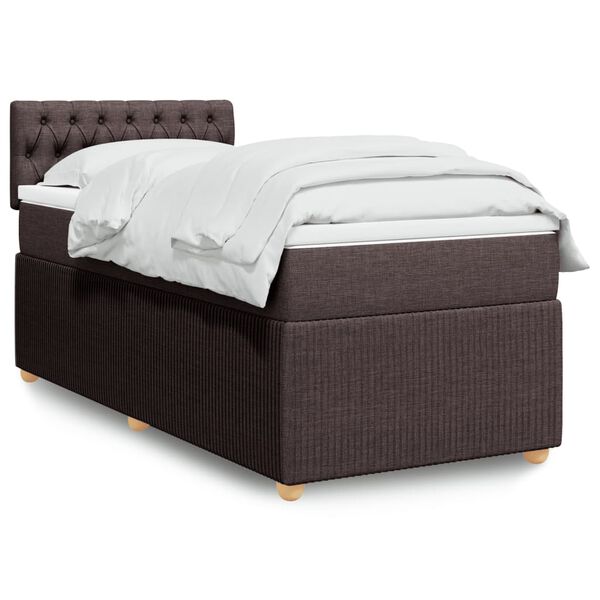 vidaXL Κρεβάτι Boxspring με Στρώμα Σκούρο Καφέ 90x200 εκ. Υφασμάτινο