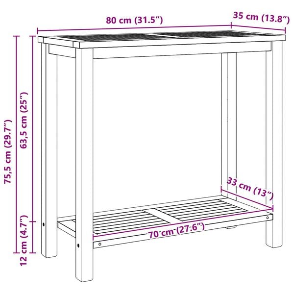 vidaXL Τραπέζι κονσόλας Καφέ 85 x 35 x 75 εκ Μασίφ ξύλο teak