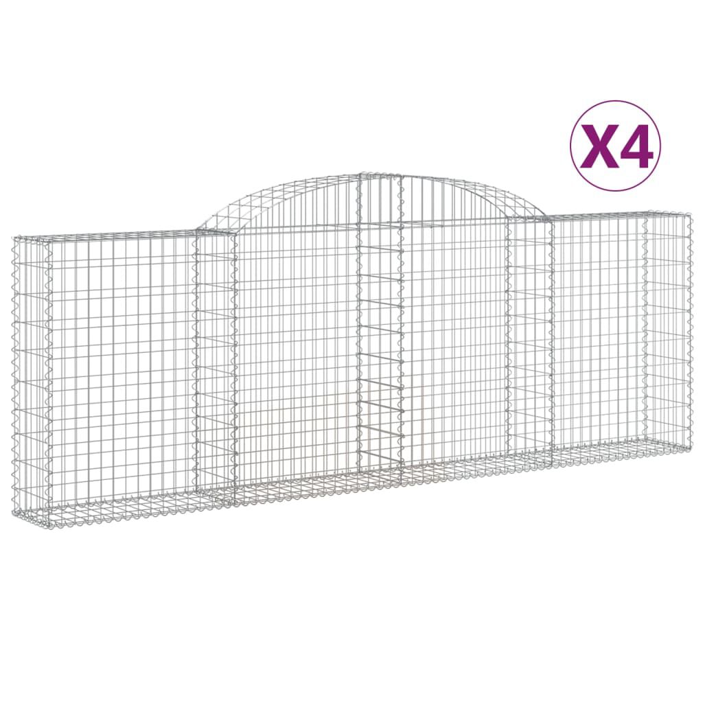 vidaXL Συρματοκιβώτια Τοξωτά 4 τεμ. 300x30x100/120 εκ. Γαλβαν. Ατσάλι