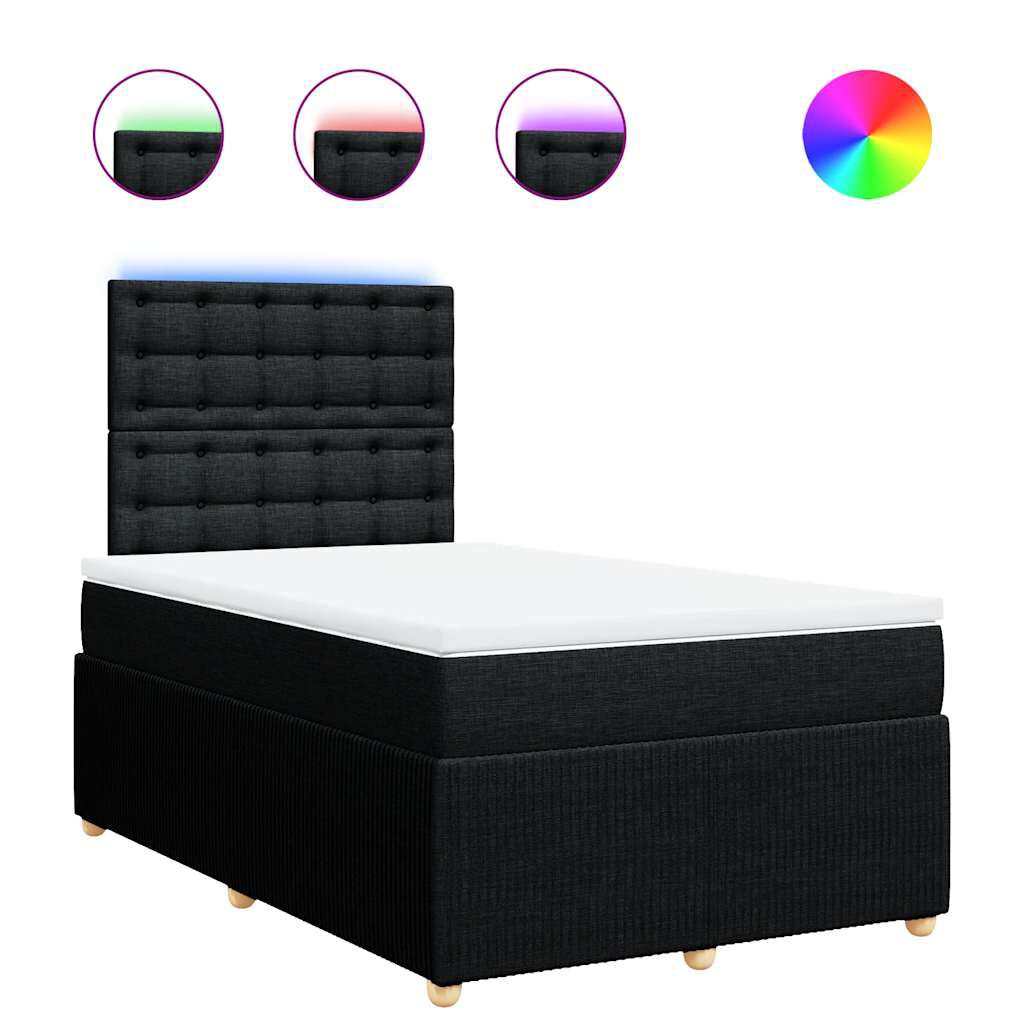 vidaXL Κρεβάτι Boxspring με Στρώμα Μαύρο 120x190 εκ. Υφασμάτινο