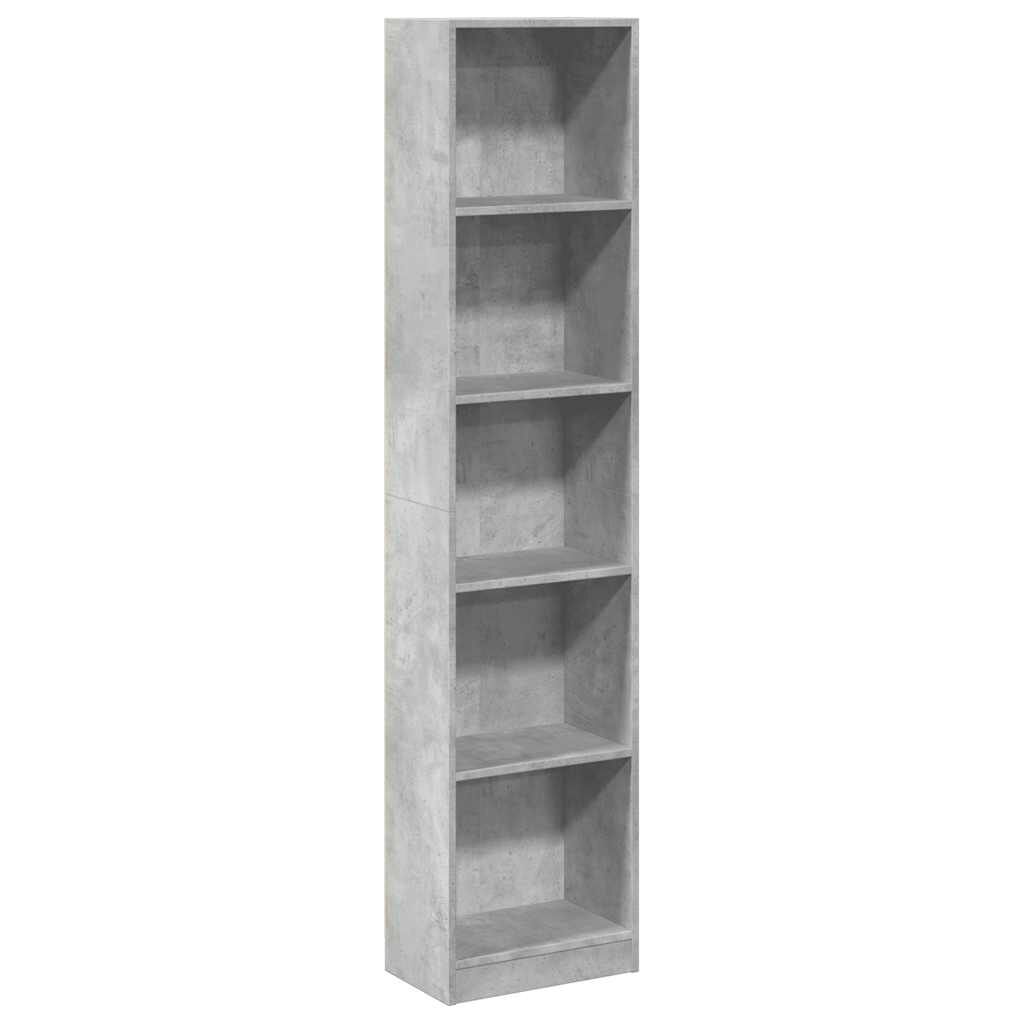 vidaXL Βιβλιοθήκη Γκρι Σκυροδέματος 40x24x176 εκ. Επεξεργ. Ξύλο