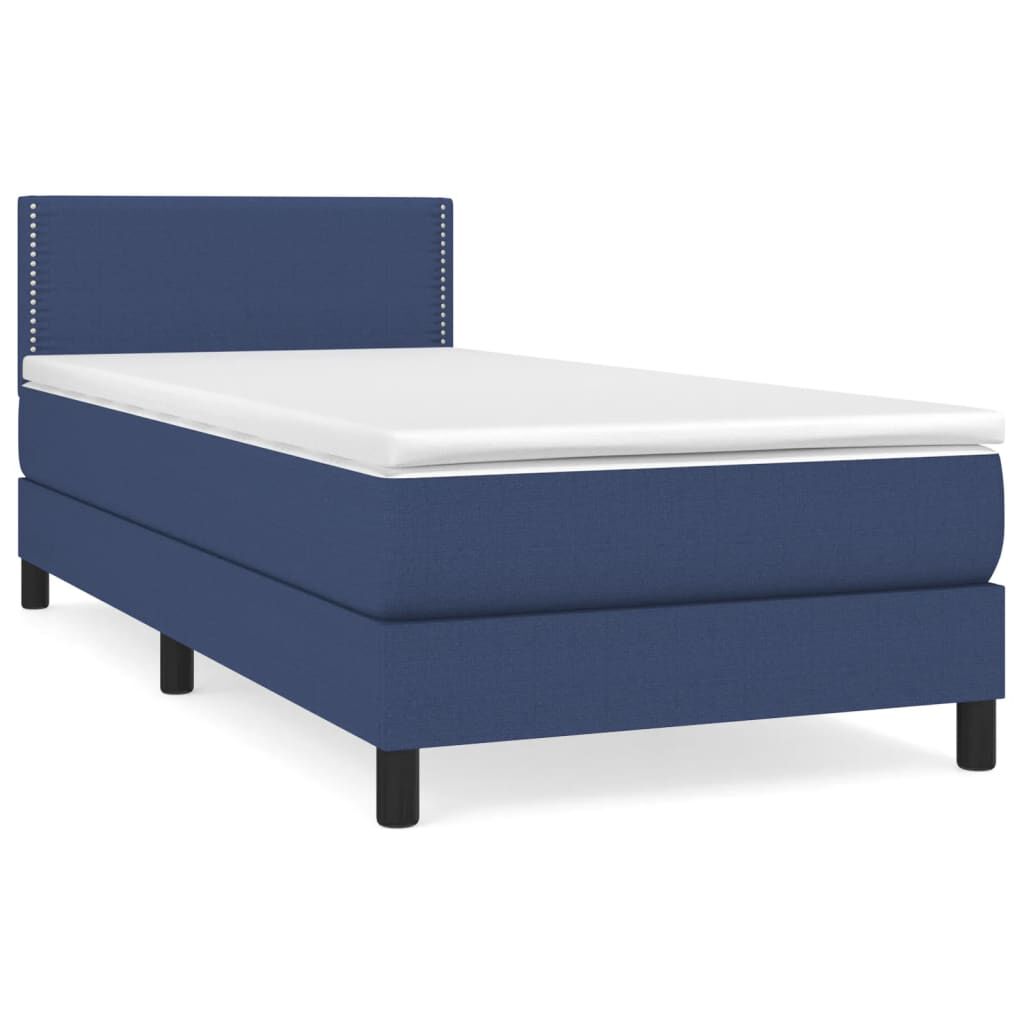vidaXL Κρεβάτι Boxspring με Στρώμα Μπλε 80x200 εκ. Υφασμάτινο