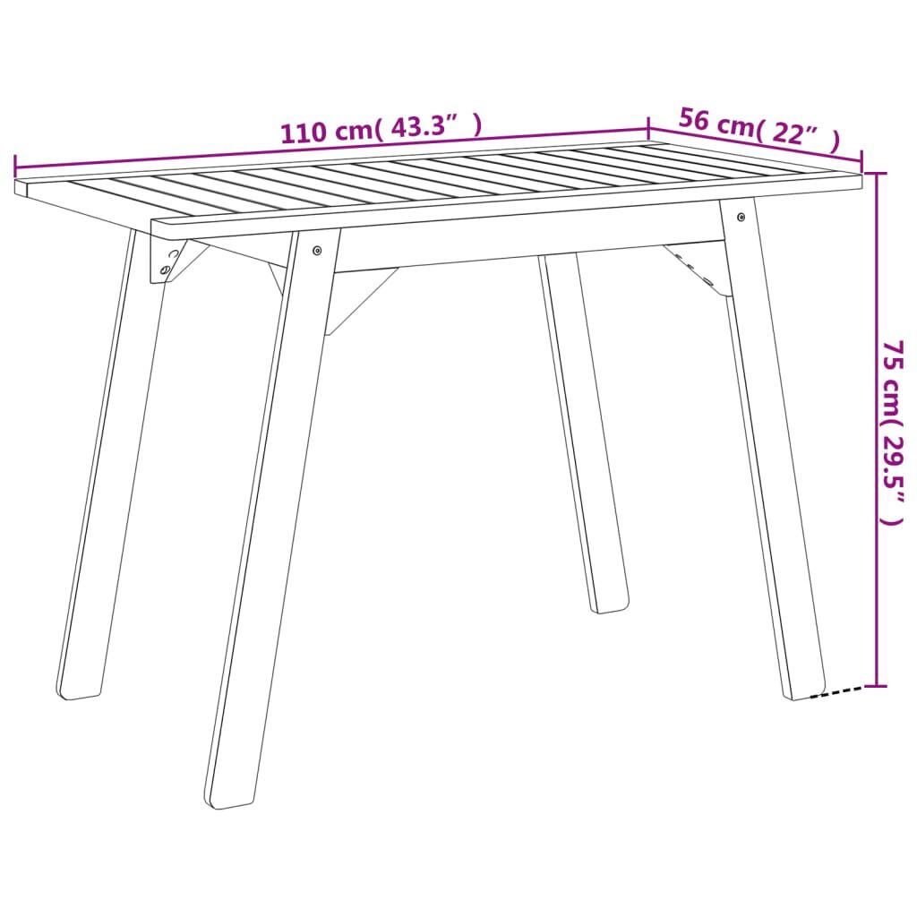 vidaXL Τραπεζαρία Κήπου 110x56x75 εκ. από Μασίφ Ξύλο Ακακίας