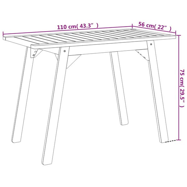 vidaXL Τραπεζαρία Κήπου 110x56x75 εκ. από Μασίφ Ξύλο Ακακίας