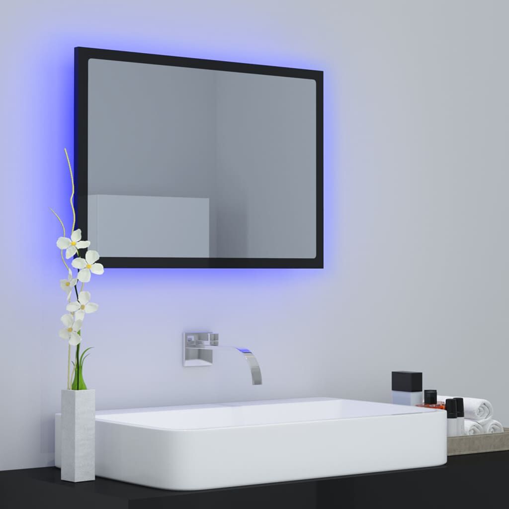 vidaXL Καθρέφτης Μπάνιου με LED Γυαλ. Μαύρο 60x8,5x37 εκ. Ακρυλικός