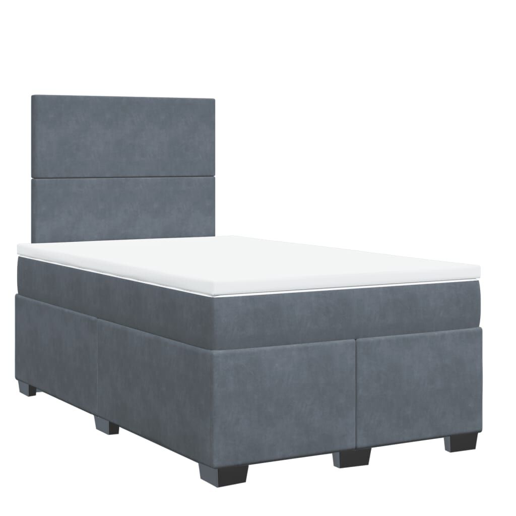 vidaXL Κρεβάτι Boxspring με Στρώμα Σκούρο Γκρι 120x190 εκ. Βελούδινο