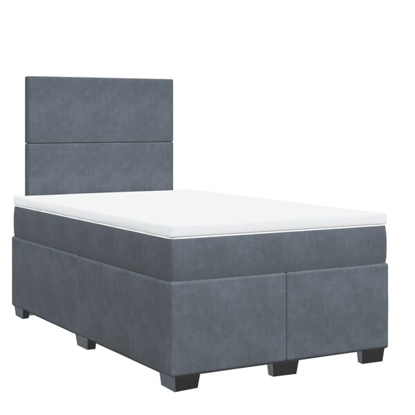 vidaXL Κρεβάτι Boxspring με Στρώμα Σκούρο Γκρι 120x190 εκ. Βελούδινο