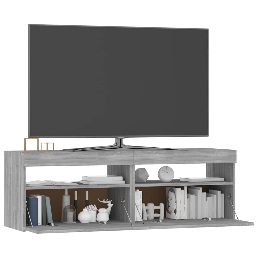 vidaXL Έπιπλο Τηλεόρασης με LED Γκρι Sonoma 120x35x40 εκ.