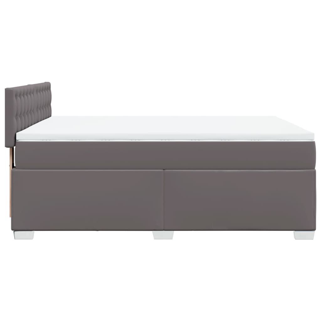 vidaXL Κρεβάτι Boxspring με Στρώμα Γκρι 140x190εκ. από Συνθετικό Δέρμα