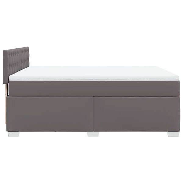 vidaXL Κρεβάτι Boxspring με Στρώμα Γκρι 140x190εκ. από Συνθετικό Δέρμα