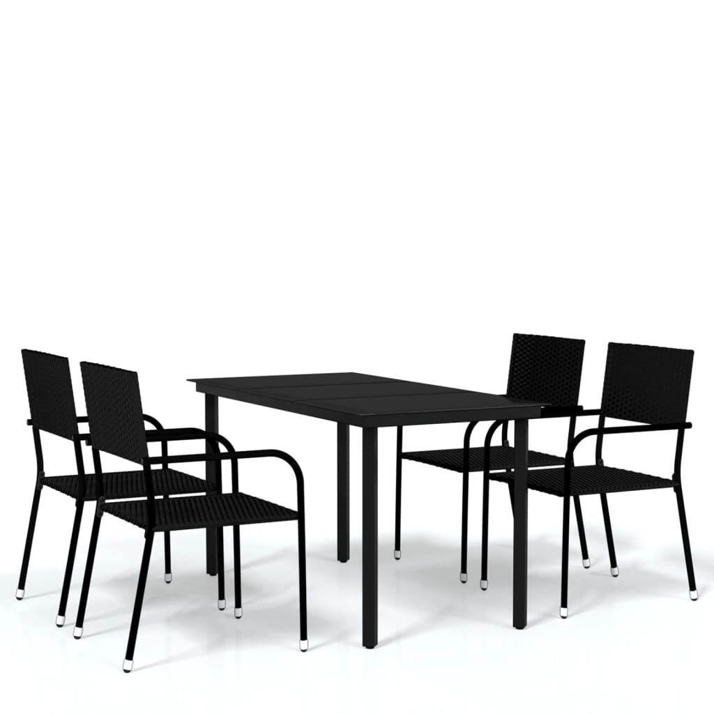 vidaXL Σετ Τραπεζαρίας Κήπου 5 Τεμαχίων Μαύρο