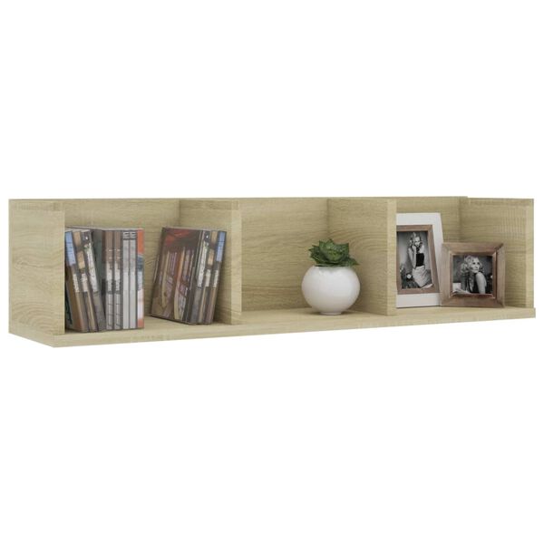 vidaXL Ράφι Τοίχου για CD Sonoma Δρυς 75 x 18 x 18 εκ. από Επεξ. Ξύλο