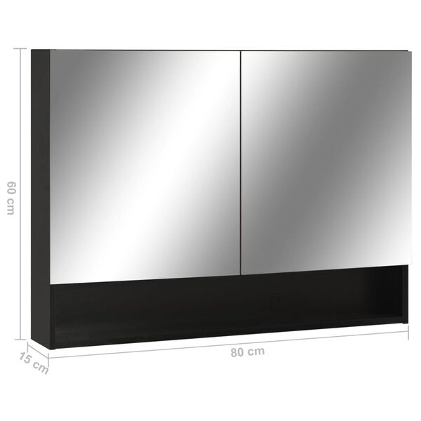vidaXL Καθρέφτης Μπάνιου με Ντουλάπι / LED Μαύρο 80 x 15 x 60 εκ. MDF