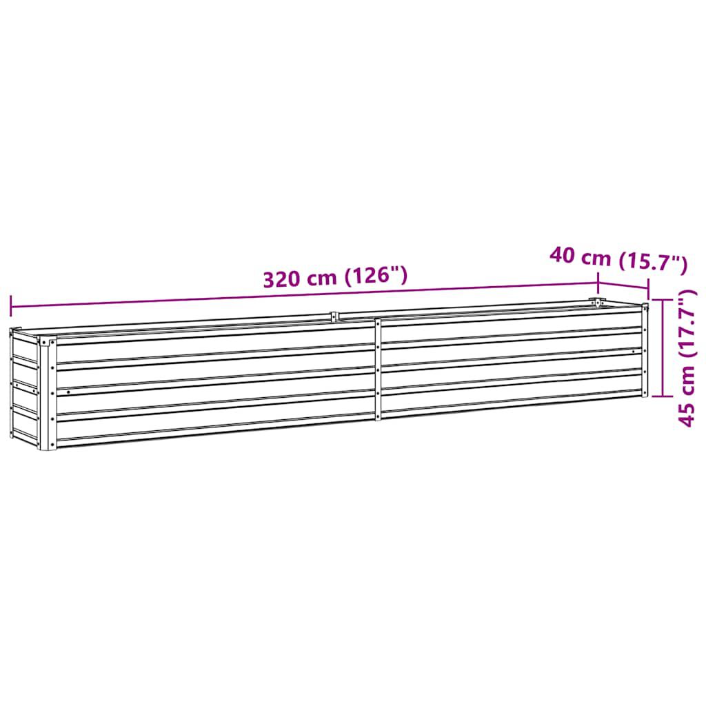vidaXL Ζαρντινιέρα Υπερυψωμένη Ανθρακί 320x40x45 εκ. Γαλβαν. Χάλυβας